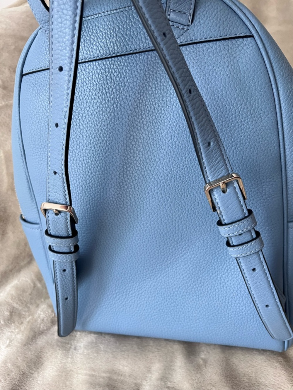 kate spade Light Blue Pebbled Leather Backpack with silver Hardware - Picture 6 of 12